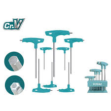 = طقم النكيه حرق تي بليه TOTAL 8 Pcs T-handle ball point hex wrench set