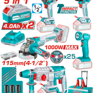 TCKLI20592 طقم كومبو 5 قطع مع 2 بطارية 4 أمبير و شنطة ترولي