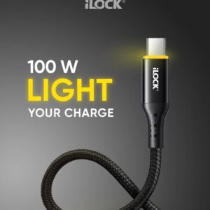 وصله شاحن لوك مضئ 100 وات تايب سي type c-c ilock
