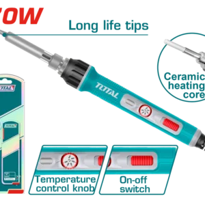 توتال تولز كاوية لحام قصدير كهرباء 70 وات ببكره للتحكم فى الحرارة - TET01606