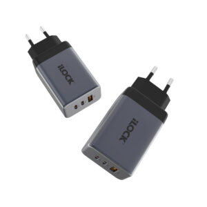 شاحن سريع 65 وات باور لوك ilock Wall Fast Charger 65W (2 USB-C & USB-A)
