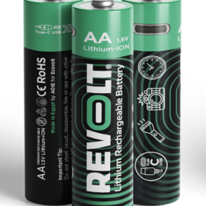 بطاريه ليثيوم aa 1.5v 2400mwh rechargeable batteries revolt قابله للشحن عن طريق usb-c
