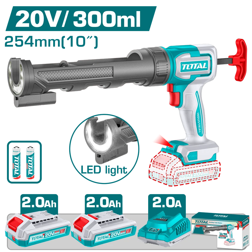 مسدس سليكون بطاريه مع 2 بطاريه TCGLI20021 silicone gun total