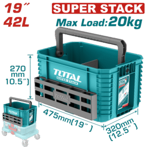 شنطه 19 بوصه بلاستيك TOTAL TPBXS104 Stackable 19-Inch Plastic Tool Box